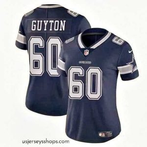 Sensational Dallas Cowboys 60 Tyler Guyton Navy 2024 Draft Vapor Limited Stitched Football Jersey