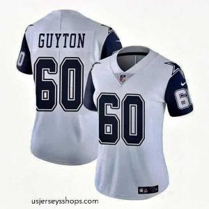 Stunning Dallas Cowboys 60 Tyler Guyton White 2024 Draft Color Rush Limited Stitched Football Jersey