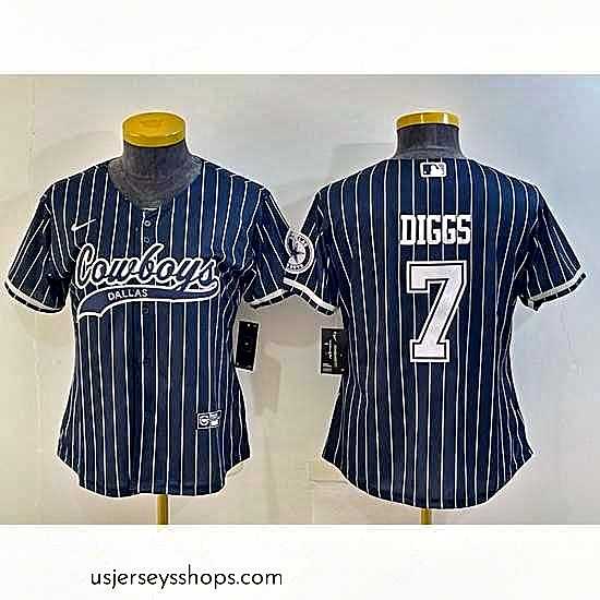 Alluring Dallas Cowboys 7 Trevon Diggs Navy With Patch Cool Base Stitched Baseball Jersey