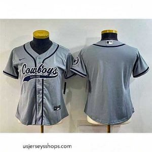 Enchanting Dallas Cowboys Blank Grey With Patch Cool Base Stitched Baseball Jersey