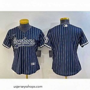Sensational Dallas Cowboys Blank Navy With Patch Cool Base Stitched Baseball Jersey