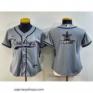 Sensational Dallas Cowboys Grey Team Big Logo With Patch Cool Base Stitched Baseball Jersey