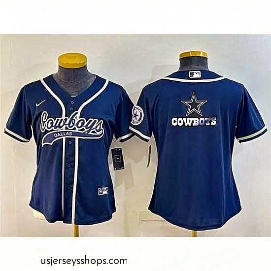 Alluring Dallas Cowboys Navy Team Big Logo With Patch Cool Base Stitched Baseball Jersey