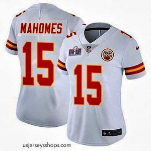 Sensational Kansas City Chiefs 15 Patrick Mahomes White Vapor Untouchable Limited Stitched Football 2024 Super Bowl LVIII Jersey