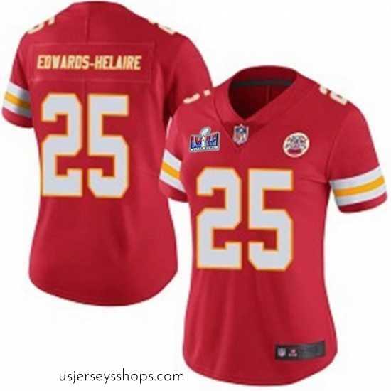 Alluring Kansas City Chiefs 25 Clyde Edwards Helaire Red Vapor Untouchable Stitched NFL 2024 Super Bowl LVIII Jersey
