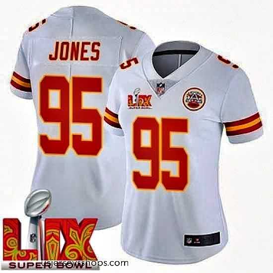 Enchanting Kansas City Chiefs Chris Jones #95 White 2024 2025 Super Bowl LIX F.U.S.E Stitched Jersey
