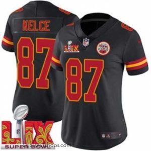 Glamorous Kansas City Chiefs Travis Kelce #87 Black 2024 2025 Super Bowl LIX F.U.S.E Stitched Jersey