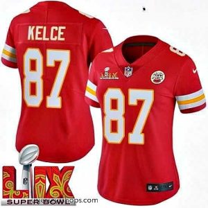 Glamorous Kansas City Chiefs Travis Kelce #87 Red 2024 2025 Super Bowl LIX F.U.S.E Stitched Jersey