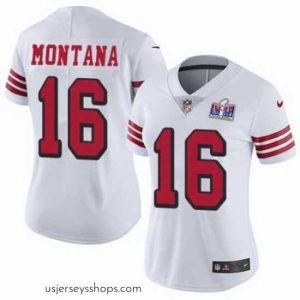 Glamorous NFL San Francisco 49ers 16 Joe Montana White Throwback Vapor Untouchable Limited Stitched 2024 Super Bowl LVIII Jersey