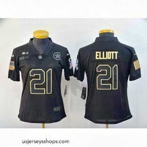 Magnificent Nike Dallas Cowboys 21 Ezekiel Elliott Black 2020 Salute To Service Limited Jersey