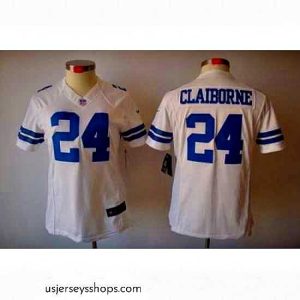 Breathtaking Nike Dallas Cowboys 24# Claiborne White Color[Women's NIKE LIMITED Jersey]