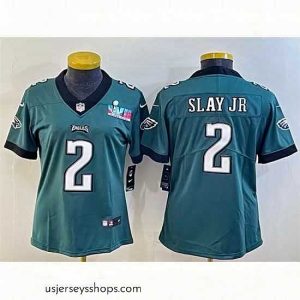 Captivating Philadelphia Eagles 2 Darius Slay Jr  Green Super Bowl LVII PatchVapor Untouchable Limited Stitched Football Jersey