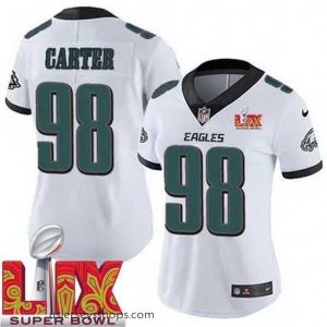 Stunning Philadelphia Eagles Jalen Carter #98 White 2024 2025 Super Bowl LIX F.U.S.E Stitched NFL Jersey
