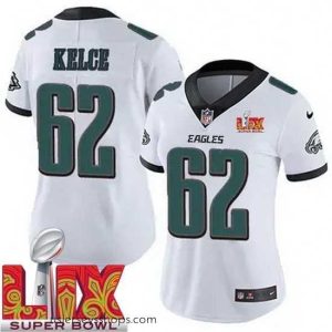 Stunning Philadelphia Eagles Jason Kelce #62 White 2024 2025 Super Bowl LIX F.U.S.E Stitched NFL Jersey