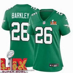 Exquisite Philadelphia Eagles Saquon Barkley #26 Kelly Green 2024 2025 Super Bowl LIX F.U.S.E Stitched NFL Jersey