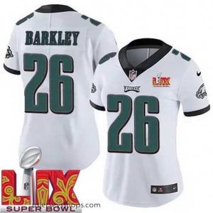 Sensational Philadelphia Eagles Saquon Barkley #26 White 2024 2025 Super Bowl LIX F.U.S.E Stitched NFL Jersey