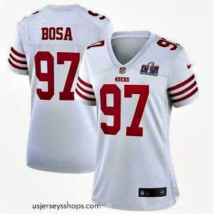 Captivating San Francisco 49ers 97 Nick Bosa White 2023 F.U.S.E  Vapor Untouchable Limited Stitched Football 2024 Super Bowl LVIII Jersey