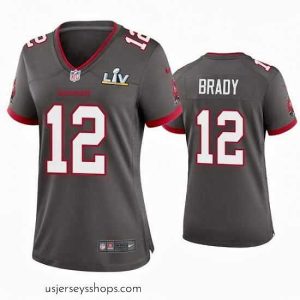 Glamorous Tom Brady Buccaneers Pewter Super Bowl Lv Game Jersey