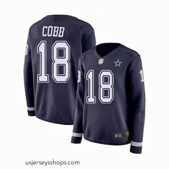 Breathtaking Womens Dallas Cowboys 18 Randall Cobb Limited Navy Blue Therma Long Sleeve Football Jersey