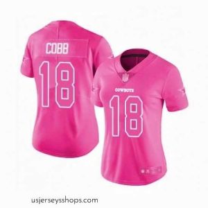 Breathtaking Womens Dallas Cowboys 18 Randall Cobb Limited Pink Rush Fashion Football Jersey