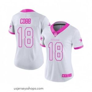 Captivating Womens Dallas Cowboys 18 Randall Cobb Limited White Pink Rush Fashion Football Jersey