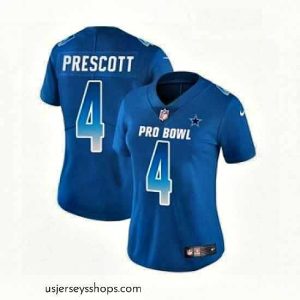 Stellar Womens Dallas Cowboys 4 Dak Prescott Limited Royal Blue NFC 2019 Pro Bowl Football Jersey