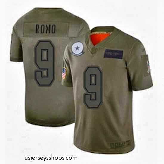 Glamorous Womens Dallas Cowboys 9 Tony Romo Limited Camo 2019 Salute to Service Football Jersey