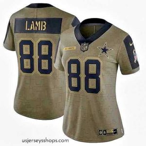 Exquisite Women's Dallas Cowboys CeeDee Lamb Nike Olive 2021 Salute To Service Limited Player Jersey