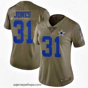 Alluring Womens Nike Cowboys #31 Byron Jones Olive  Stitched NFL Limited 2017 Salute to Service Jersey