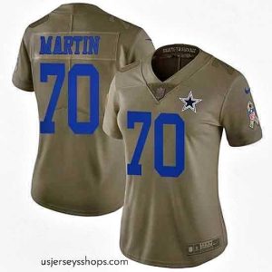 Glamorous Womens Nike Cowboys #70 Zack Martin Olive  Stitched NFL Limited 2017 Salute to Service Jersey