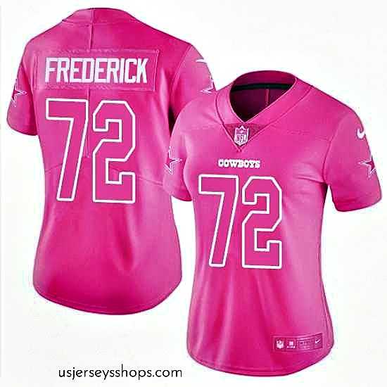 Stunning Womens Nike Cowboys #72 Travis Frederick Pink Stitched NFL Limited Rush Fashion Jersey