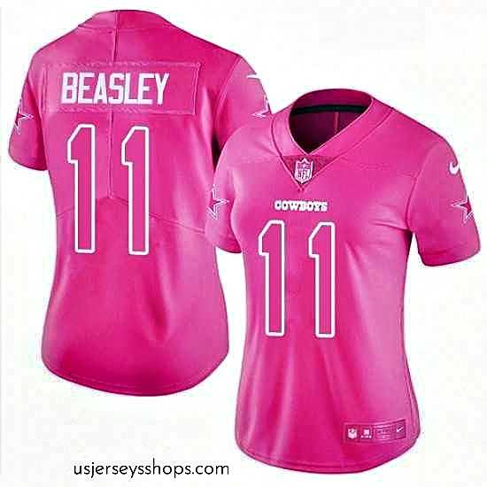 Stunning Womens Nike Dallas Cowboys 11 Cole Beasley Limited Pink Rush Fashion NFL Jersey