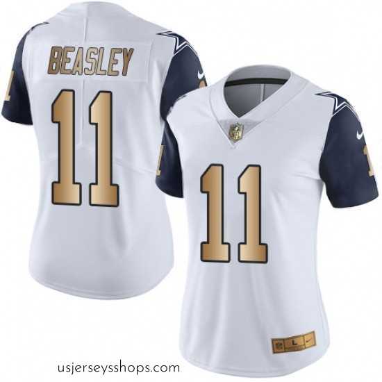Stunning Womens Nike Dallas Cowboys 11 Cole Beasley Limited WhiteGold Rush NFL Jersey