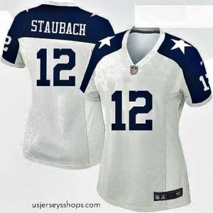 Captivating Womens Nike Dallas Cowboys 12 Roger Staubach Elite White Throwback Alternate NFL Jersey