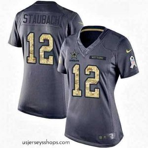 Alluring Womens Nike Dallas Cowboys 12 Roger Staubach Limited Black 2016 Salute to Service NFL Jersey