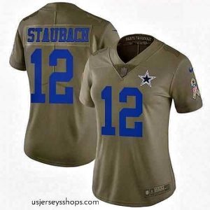 Glamorous Womens Nike Dallas Cowboys 12 Roger Staubach Limited Olive 2017 Salute to Service NFL Jersey
