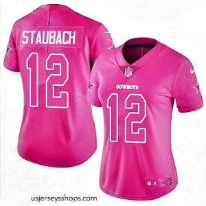 Enchanting Womens Nike Dallas Cowboys 12 Roger Staubach Limited Pink Rush Fashion NFL Jersey