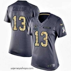 Magnificent Womens Nike Dallas Cowboys 13 Michael Gallup Limited Black 2016 Salute to Service NFL Jersey