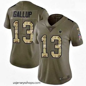 Captivating Womens Nike Dallas Cowboys 13 Michael Gallup Limited OliveCamo 2017 Salute to Service NFL Jersey