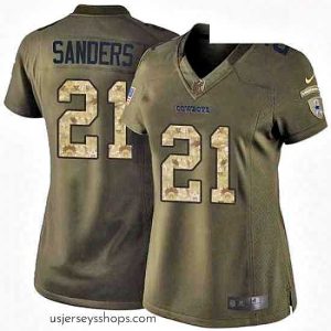 Enchanting Womens Nike Dallas Cowboys 21 Deion Sanders Elite Green Salute to Service NFL Jersey