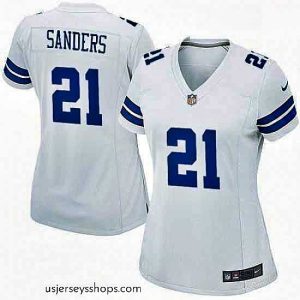 Magnificent Womens Nike Dallas Cowboys 21 Deion Sanders Game White NFL Jersey