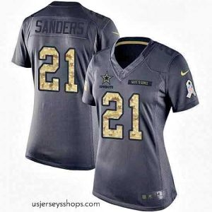 Exquisite Womens Nike Dallas Cowboys 21 Deion Sanders Limited Black 2016 Salute to Service NFL Jersey