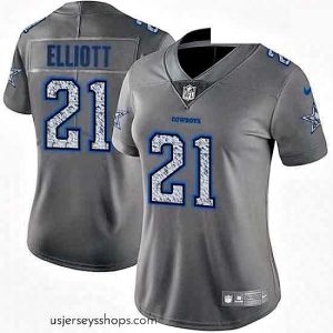 Magnificent Womens Nike Dallas Cowboys 21 Ezekiel Elliott Gray Static Vapor Untouchable Limited NFL Jersey