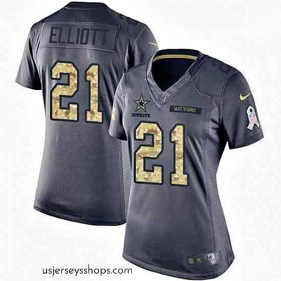 Sensational Womens Nike Dallas Cowboys 21 Ezekiel Elliott Limited Black 2016 Salute to Service NFL Jersey