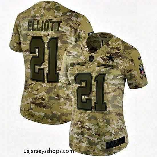 Stunning Womens Nike Dallas Cowboys 21 Ezekiel Elliott Limited Camo 2018 Salute to Service NFL Jersey