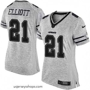 Magnificent Womens Nike Dallas Cowboys 21 Ezekiel Elliott Limited Gray Gridiron II NFL Jersey