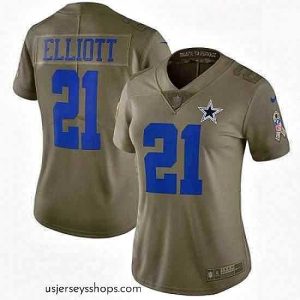 Breathtaking Womens Nike Dallas Cowboys 21 Ezekiel Elliott Limited Olive 2017 Salute to Service NFL Jersey