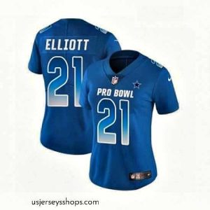 Magnificent Womens Nike Dallas Cowboys 21 Ezekiel Elliott Limited Royal Blue NFC 2019 Pro Bowl NFL Jersey