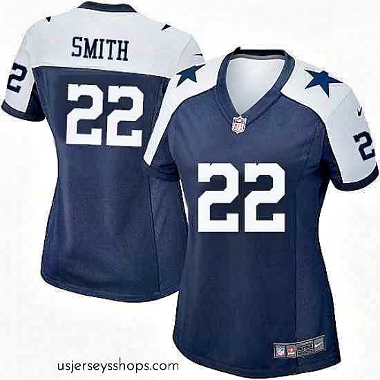 Breathtaking Womens Nike Dallas Cowboys 22 Emmitt Smith Game Navy Blue Throwback Alternate NFL Jersey
