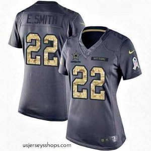 Alluring Womens Nike Dallas Cowboys 22 Emmitt Smith Limited Black 2016 Salute to Service NFL Jersey